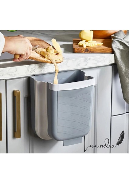Katlanabilir 6l Mutfak Çöp Kovası, Şık Gri Tasarım