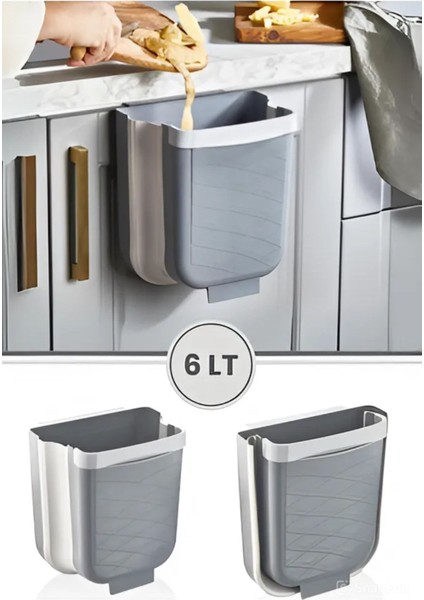 Katlanabilir 6l Mutfak Çöp Kovası, Şık Gri Tasarım fiyatları