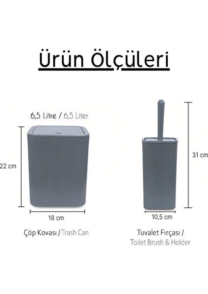 Kare 2'li Çöp Kovası ve Fırça Seti, Koyu Gri, 5l fiyatları