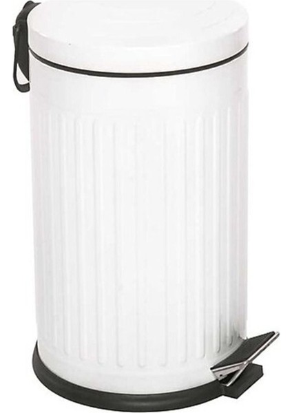 16 Lt Vintage Pedallı Amortisörlü Kapaklı Çöp Kovası Beyaz