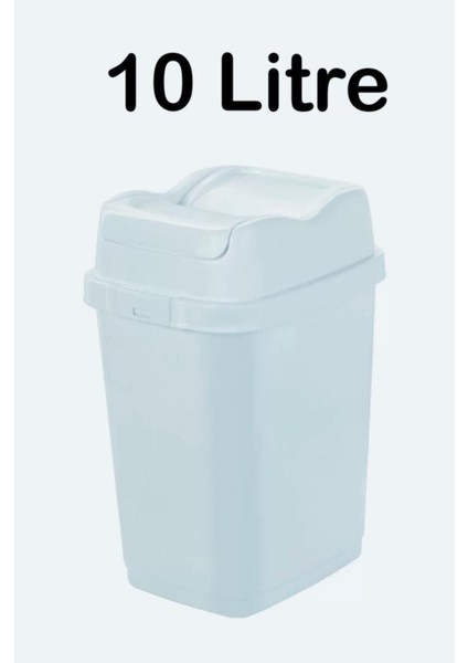 Açık Mavi 10 Litre Kilitli Çift Kapaklı Plastik Çöp Kovası