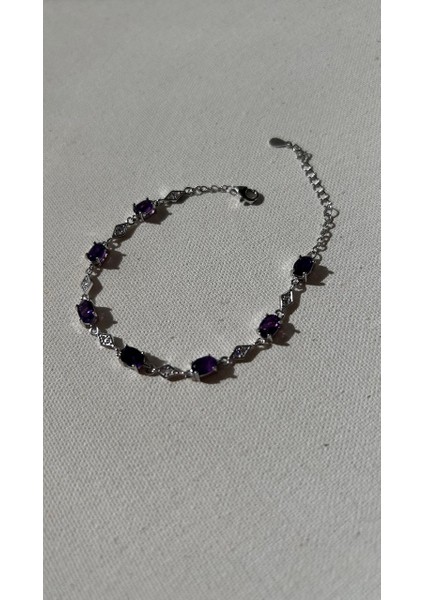 925 Ayar Gümüş Ametist Bileklik