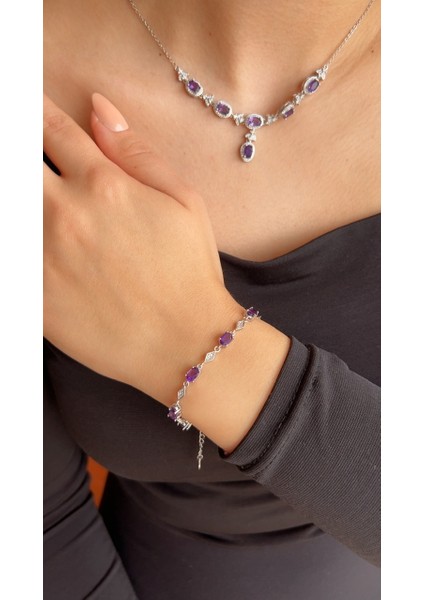 925 Ayar Gümüş Ametist Bileklik fiyatları