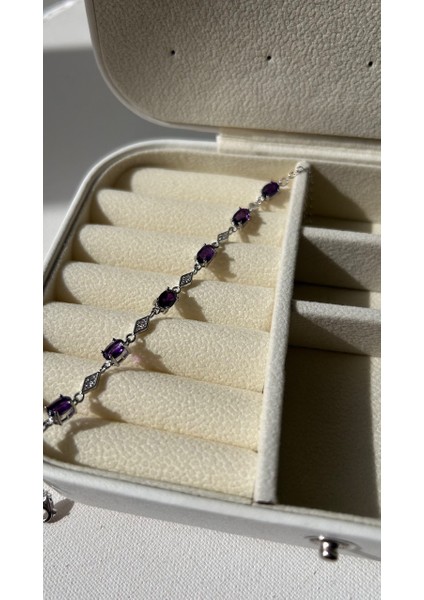 925 Ayar Gümüş Ametist Bileklik modelleri