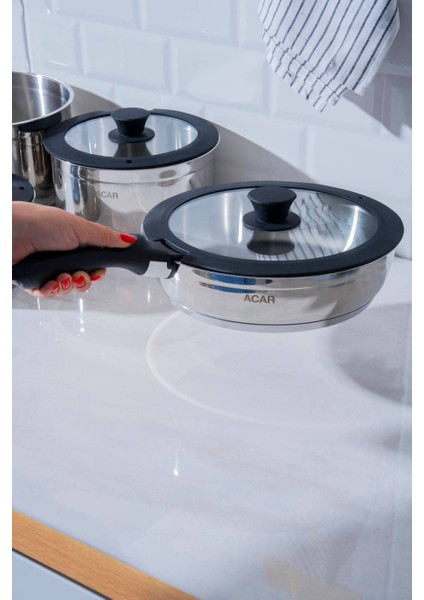 12 Parça Çelik Tencere Seti, Dayanıklı ve Şık Mutfak Gereçleri