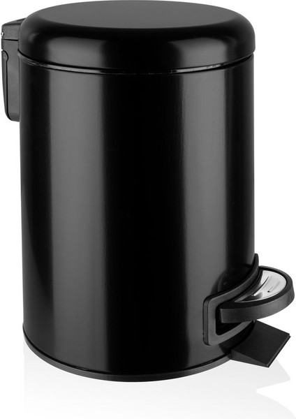 12 Lt Siyah Paslanmaz Pedallı Çöp Kovası - Dayanıklı ve Şık Tasarım