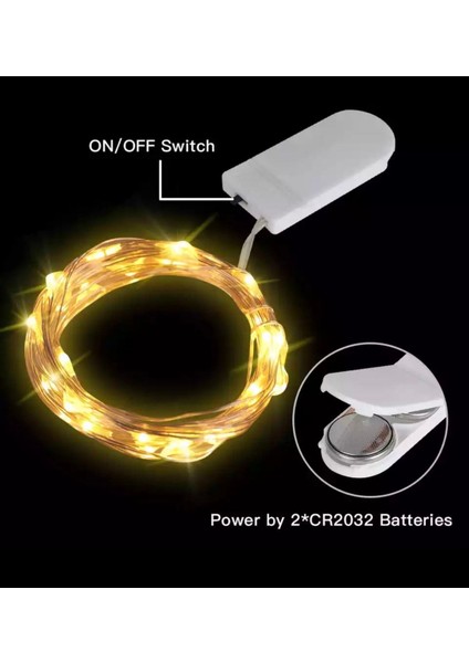 Kendinden Pilli Mini Peri LED Işık, 3 Metre Boyut, Sarı Renk modelleri