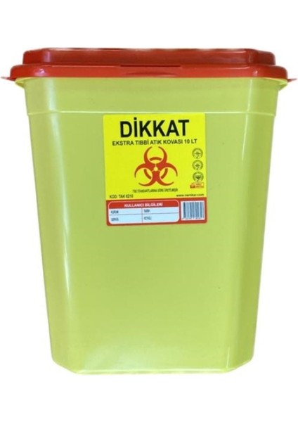 10L Tıbbi Atık Kovası, Temiz ve Güvenli Kullanım Için Tasarlandı
