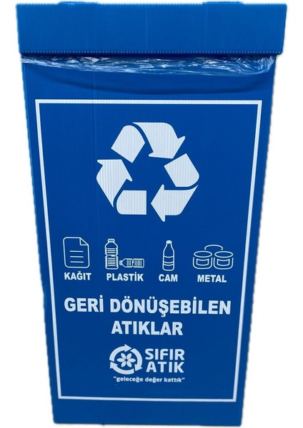 70 Lt Geri Dönüşüm Kutusu, Sıfır Atık Uyumlu, Mavi Renkli fiyatları