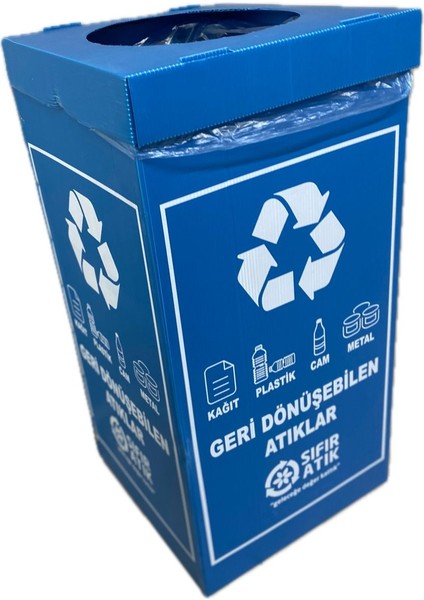 70 Lt Geri Dönüşüm Kutusu, Sıfır Atık Uyumlu, Mavi Renkli modelleri