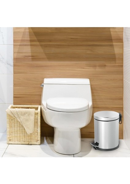 3l Gri Paslanmaz Pedallı Çöp Kovası, Şık ve Dayanıklı Temizlik Çözümü