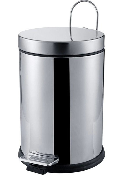 5 Lt Pedallı Krom Çöp Kovası Bej Renkli, Şık ve Pratik Tasarım