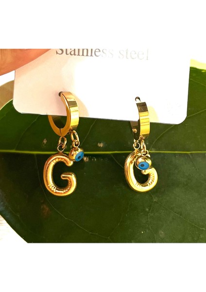 Gold Renk G Harfi Lüks Gösterişli Klips Küpe