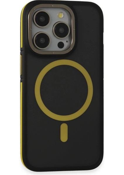 iPhone 14 Pro Kılıf Rocky Magsafe Kapak - Siyah-Sarı - 19548-2837