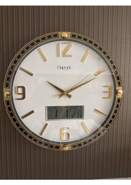 Dupont Mılano DUPONT-T-710-A Beyaz 38 CM DİJİTAL TERMOMETRELİ VE TAKVİMLİ DUVAR SAATİ