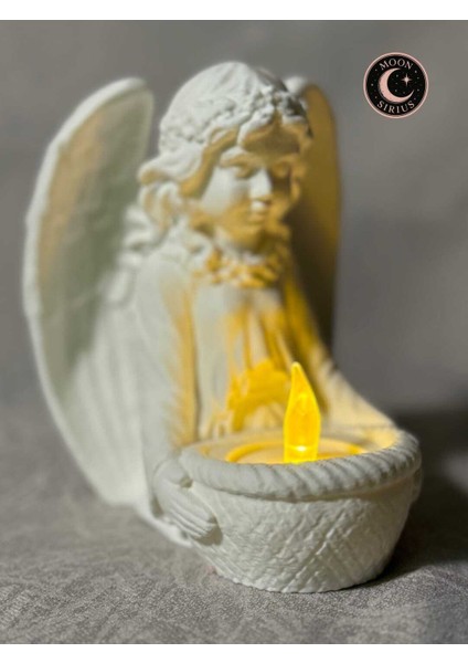 MOON SİRİUS Küçük Melek Figürlü Dekoratif LED Mumluk – Beyaz 13 x 16 fiyatları