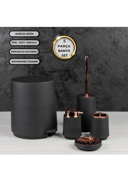 Şık Siyah-Beyaz 5'li Banyo Seti, Modern ve Kullanışlı Tasarım. modelleri