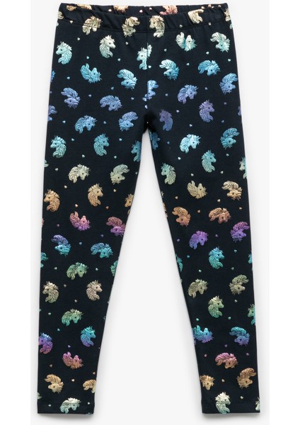 Pamuklu Unicorn Desenli Uzun Tayt