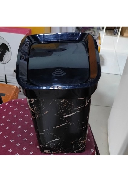 5 Litre Mermer Desenli Şık Çöp Kovası, Siyah Renk fiyatları