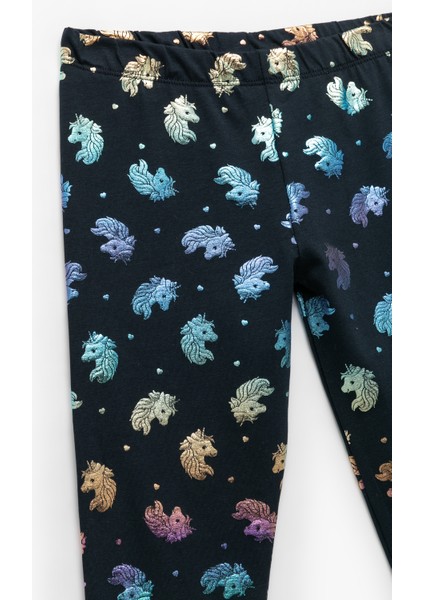 Pamuklu Unicorn Desenli Uzun Tayt modelleri