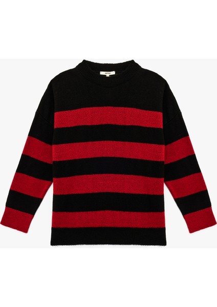 Uzun Kollu Bisiklet Yaka Triko Oversize Kazak