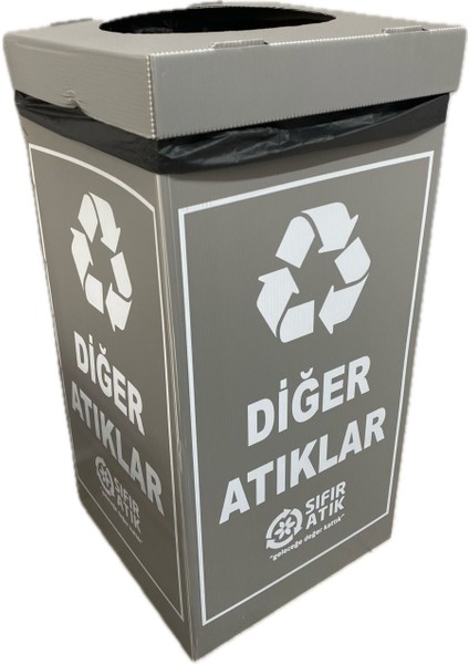 70 Lt Siyah Geri Dönüşüm Kutusu, Sıfır Atık Uyumlu
