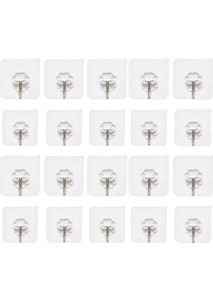 20 Adet Tekli Şeffaf Askı, Metal Kancalı, 6 cm Ebatında, Ekonomik
