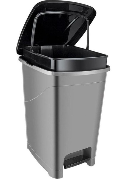 15 Lt Gri Slim Pedallı Çöp Kovası Iç Kovalı, Şık ve Pratik Kullanım Sağlar.