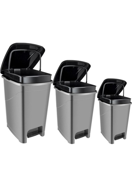 15 Lt Gri Slim Pedallı Çöp Kovası Iç Kovalı, Şık ve Pratik Kullanım Sağlar. modelleri