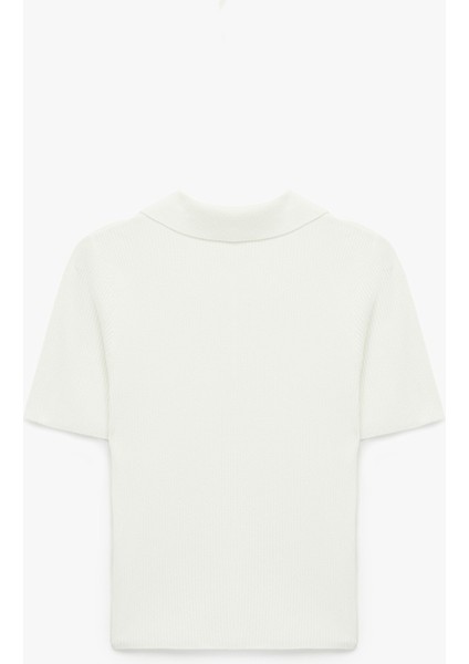 Yarım Düğmeli Kısa Kollu Triko Polo Yaka Kazak fiyatları