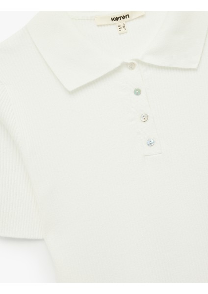 Yarım Düğmeli Kısa Kollu Triko Polo Yaka Kazak modelleri