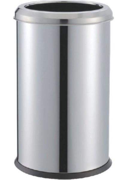 Gri Paslanmaz Çelik 3l Çemberli Açık Çöp Kovası