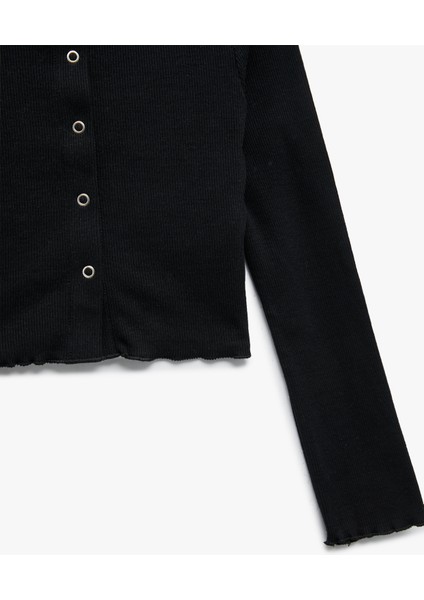 Pamuklu Uzun Kollu Gömlek Yaka Crop Tişört modelleri