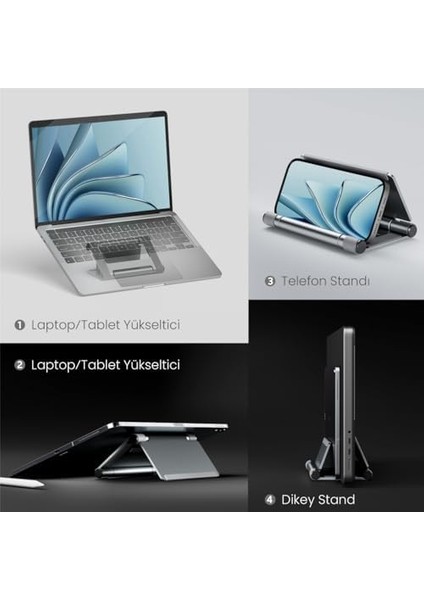 Laptop/tablet/telefon Standı Yüksekliği Ayarlanabilir Katlanabilir Minimal Taşınabilir Işlevsel Macbook Dikey Stand fiyatları