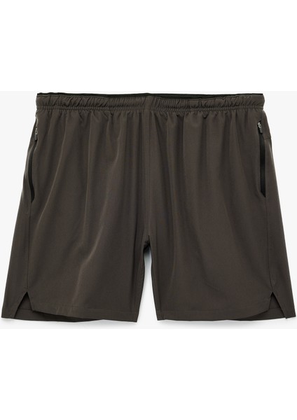 Fermuarlı Cepli Paraşüt Kumaş Yırtmaç Detaylı Oversize Beli Lastikli Spor Şort