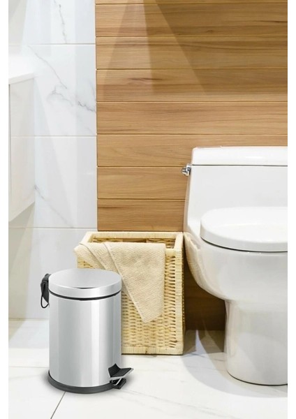 Şık Paslanmaz Çelik Pedallı 3 Litrelik Çöp Kovası, Ev ve Ofis Kullanımı Için Ideal