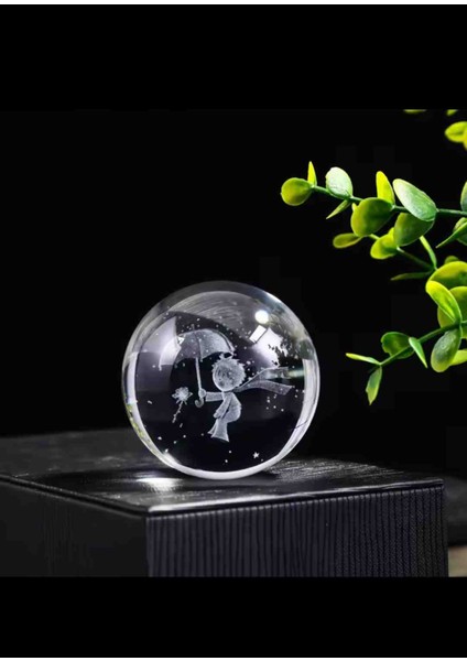 Kendi Etrafında Dönebilen Işıklı Kristal Cam Kar Küresi Usb’li 3D Lazer Tasarım LED Küre Lamba Renkli Dokunmatik Power Tuşlu Yeni Nesil Dekoratif Hediyelik Set fiyatları