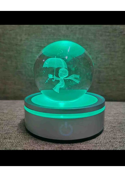Kendi Etrafında Dönebilen Işıklı Kristal Cam Kar Küresi Usb’li 3D Lazer Tasarım LED Küre Lamba Renkli Dokunmatik Power Tuşlu Yeni Nesil Dekoratif Hediyelik Set fırsatları