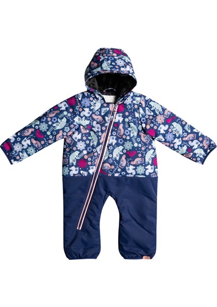 Kız Çocuk Snowboard Tulumu Rose Jumpsuit Mavi