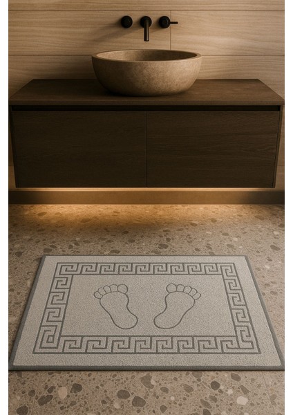 Organik Pamuklu 50X70 Otantik Havlu ve Paspas Seti, Kahverengi