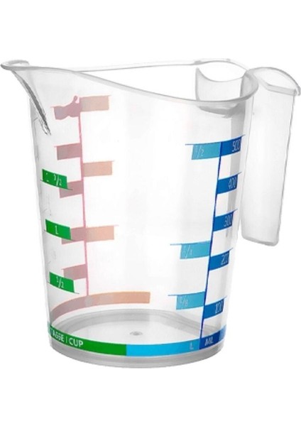 Omb Store 1000 ml Renkli Dereceli Sert Plastik Mutfak Ölçü Kabı