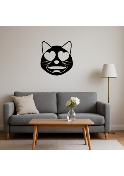 Aşık Kedi Yüzü Dekoratif Tablo - Mdf 3mm - MRS1235-1008 fırsatları