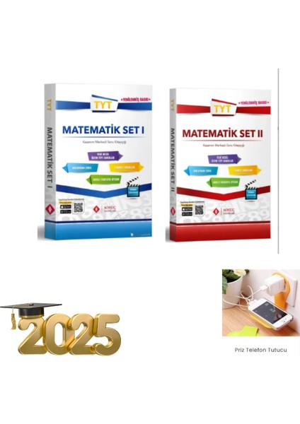 Tyt Matematik 1 ve 2.kitap Seti Priz Telefon Tutucu Hediye