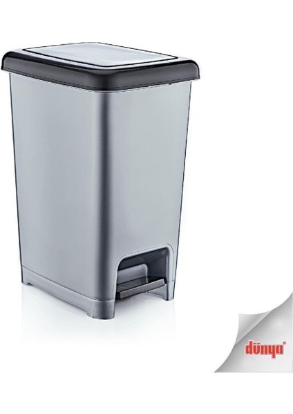 15L Slim Pedallı Çöp Kovası Gri Siyah, Koku Yok, Şık ve Hafif Tasarım