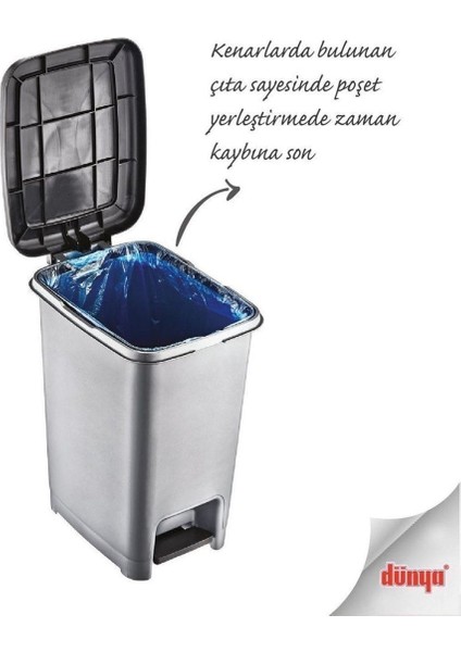 15L Slim Pedallı Çöp Kovası Gri Siyah, Koku Yok, Şık ve Hafif Tasarım fiyatları