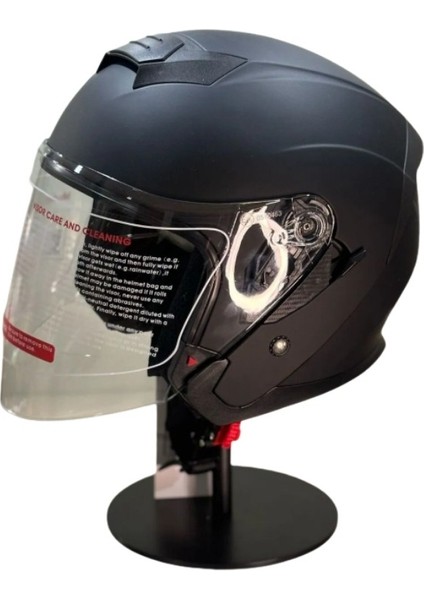 JK-516 Yazlık Motosiklet Kaskı Güneş Vizörlü Mat Siyah