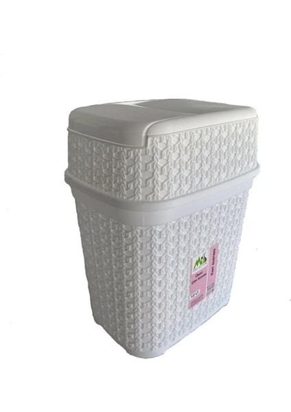 Beyaz Hasır Çöp Kovası 7,2 Litre, Çok Renkli Tasarım