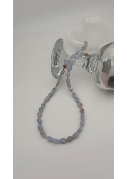 Kalsedon Kolye 925 Ayar Gümüş Klipsli