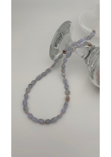 Kalsedon Kolye 925 Ayar Gümüş Klipsli modelleri