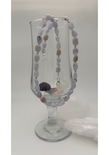 Kalsedon Kolye 925 Ayar Gümüş Klipsli indirimleri